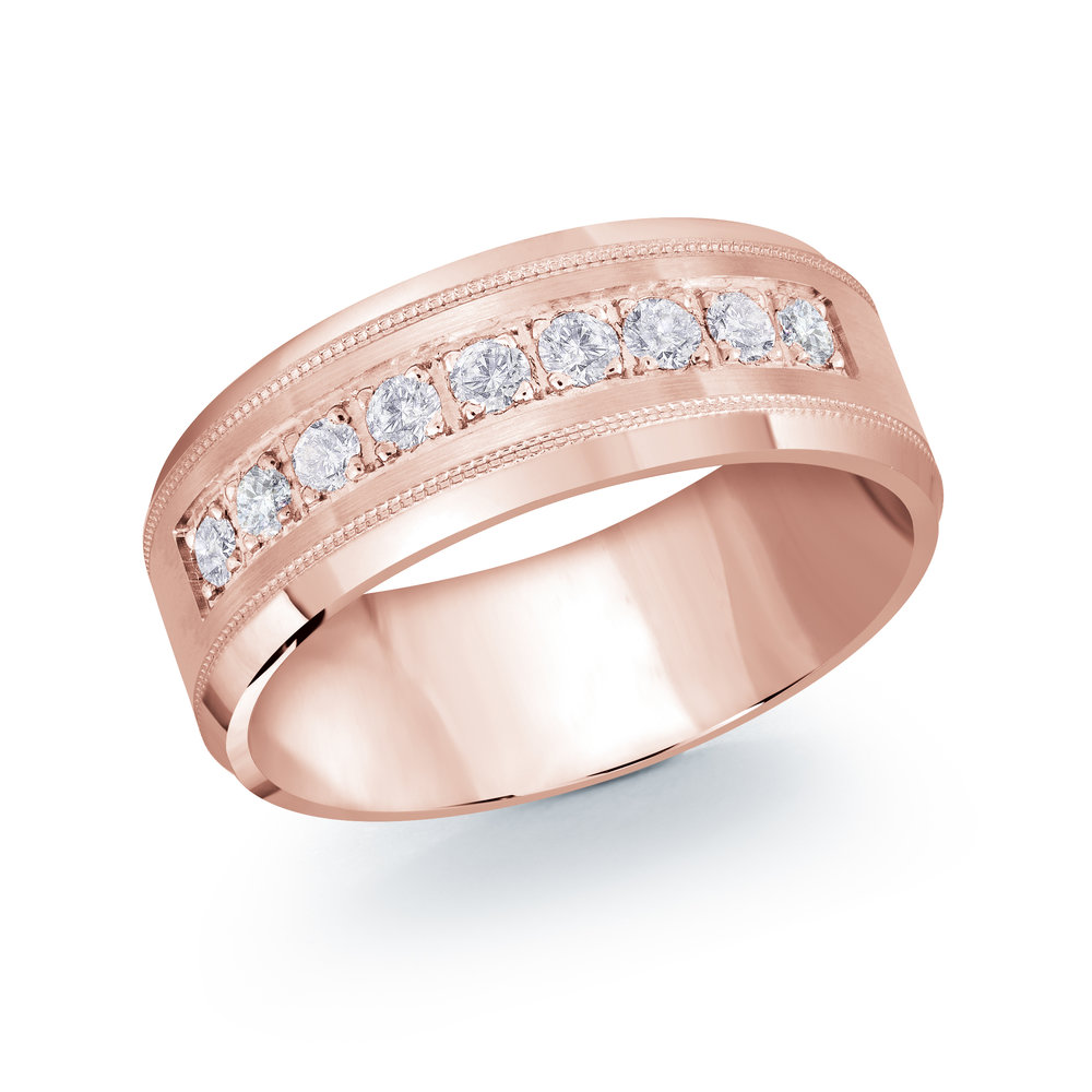 Pink Gold Men's Ring Size 8mm (JMD-1095-8P45)